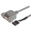 USB 2.0 线缆, A型面板安装母头 / 5插脚母头, 1m, 灰色的图片